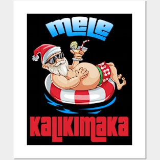 Mele Kalikimaka Christmas Santa Shaka Hawaii Posters and Art